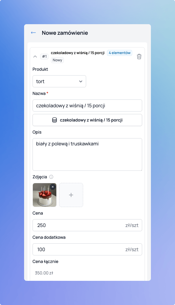 Dodawanie produktów do zamówienia w Cukrio